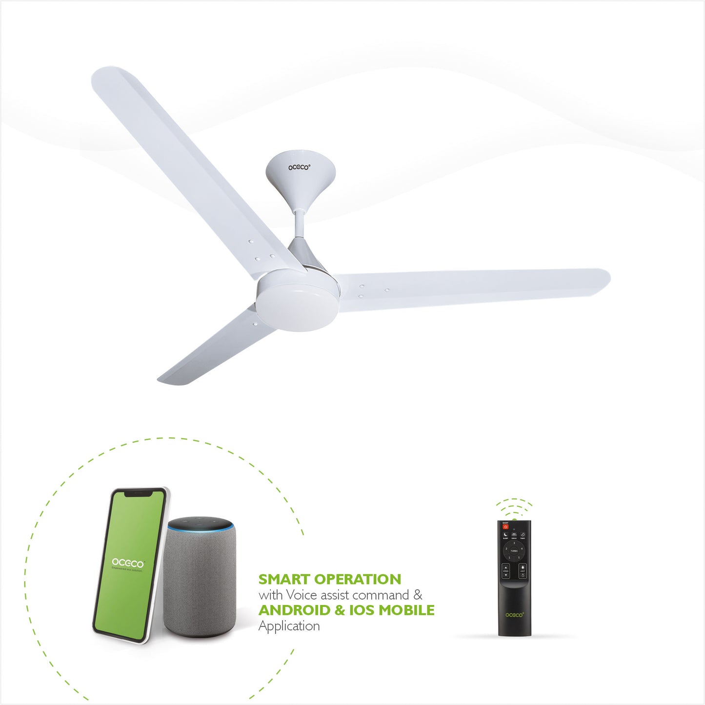 Fansio Smart Ceiling Fan with Alexa LED Indicators, Mobile App, Smart Remote and 5-Star Rated that 65% Energy Savings 3-Year Warranty
