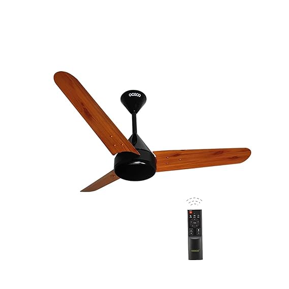 Fansio BLDC Remote Control Ceiling Fan with 3 Blades Modern Ceiling Fan in White & Black Color 5 Star Rated Energy Saving Fan