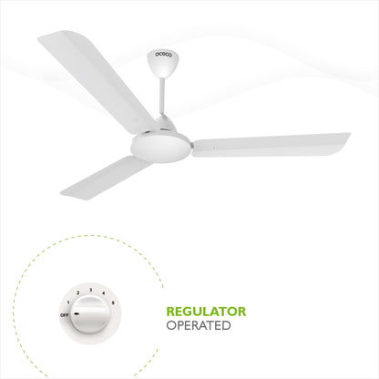 CLUTO Ceiling Fan, the ultimate blend of aesthetic design, With a brisk 370 RPM motor and an impressive 230 CMM Air Delivery, future of cooling—reliable, energy-efficient, beautiful, and protected by a robust 2-Year Warranty.