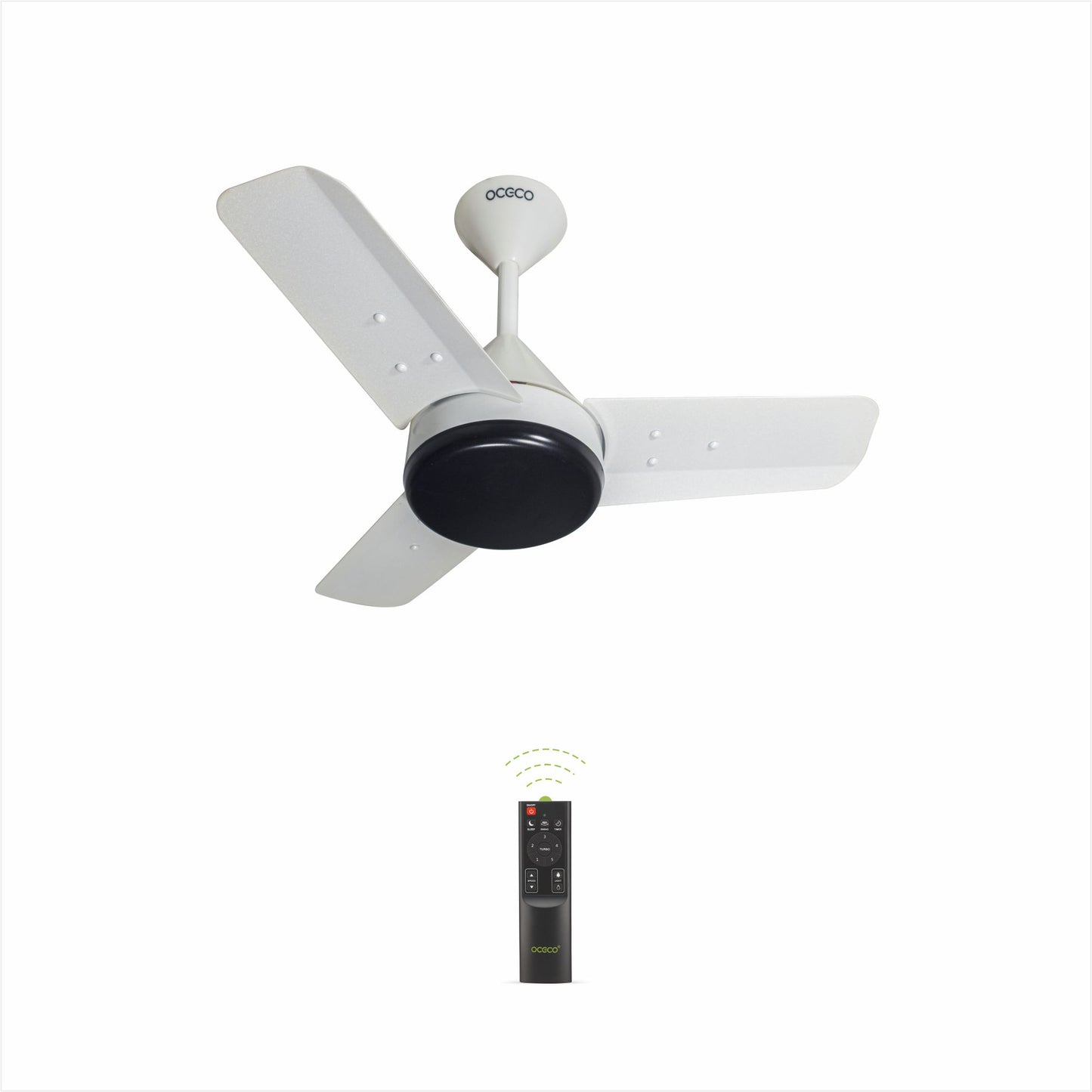 Fansio BLDC Remote Control Ceiling Fan with 3 Blades Modern Ceiling Fan in White & Black Color 5 Star Rated Energy Saving Fan
