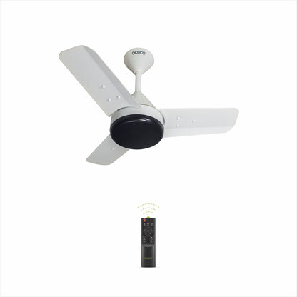 Fansio BLDC Remote Control Ceiling Fan with 3 Blades Modern Ceiling Fan in White & Black Color 5 Star Rated Energy Saving Fan