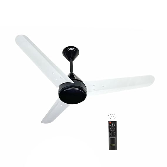 Fansio BLDC Remote Control Ceiling Fan with 3 Blades Modern Ceiling Fan in White & Black Color 5 Star Rated Energy Saving Fan