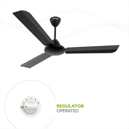 CLUTO Ceiling Fan, the ultimate blend of aesthetic design, With a brisk 370 RPM motor and an impressive 230 CMM Air Delivery, future of cooling—reliable, energy-efficient, beautiful, and protected by a robust 2-Year Warranty.