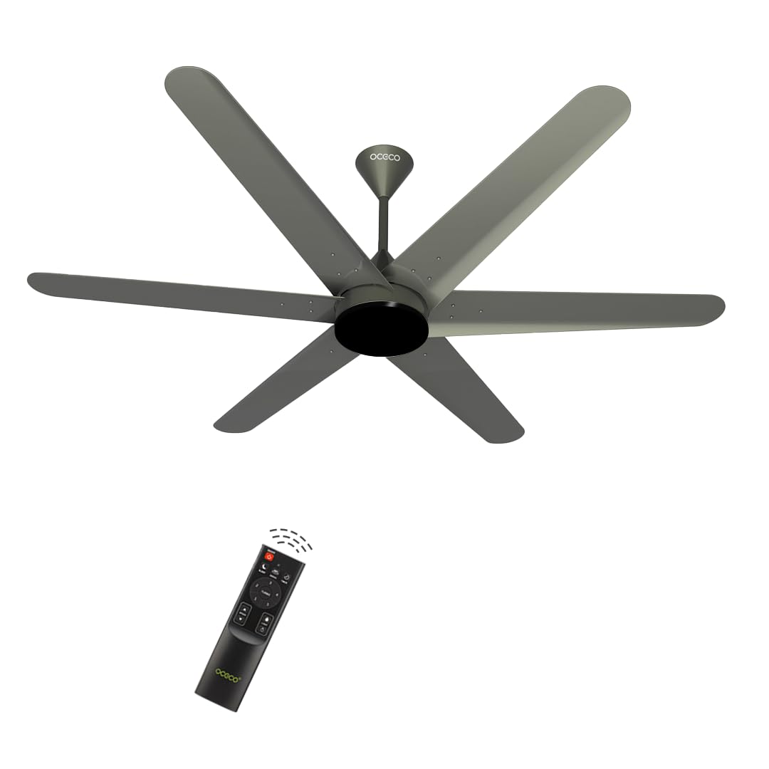 Hexo Ceiling Fan with Remote Operation 1200mm BLDC Motor 6 Blade Ceiling Fan for Living Room Saves Upto 65% Energy with 2 Year Warranty