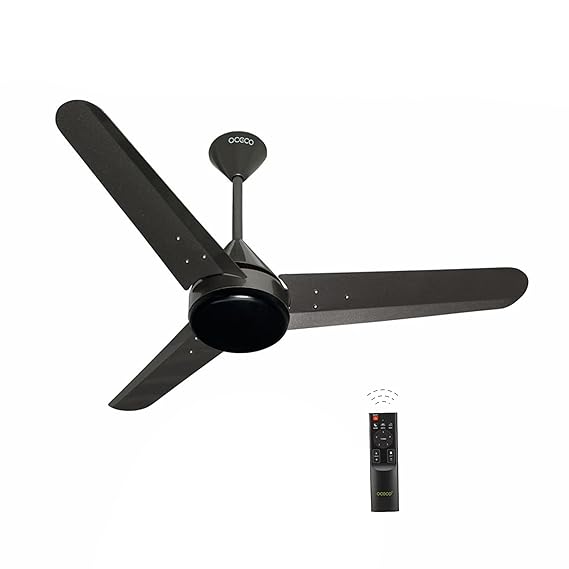 Fansio BLDC Remote Control Ceiling Fan with 3 Blades Modern Ceiling Fan in White & Black Color 5 Star Rated Energy Saving Fan