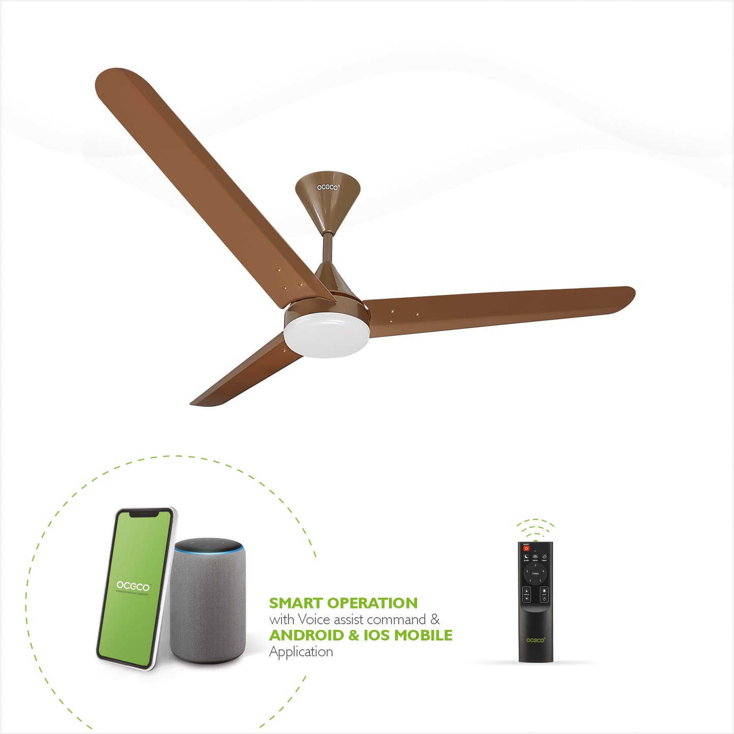 Fansio Smart Ceiling Fan with Alexa LED Indicators, Mobile App, Smart Remote and 5-Star Rated that 65% Energy Savings 3-Year Warranty