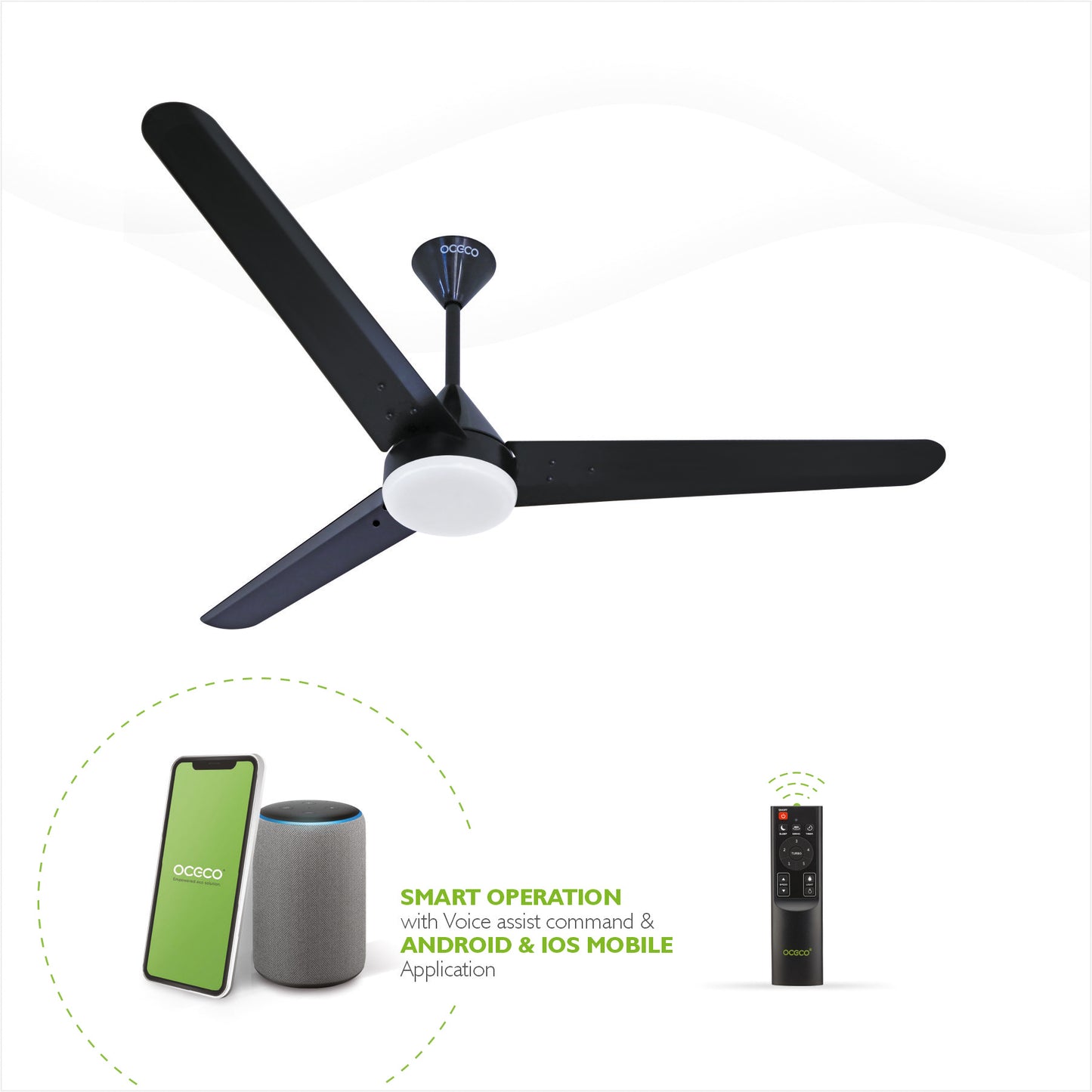 Fansio Smart Ceiling Fan with Alexa LED Indicators, Mobile App, Smart Remote and 5-Star Rated that 65% Energy Savings 3-Year Warranty