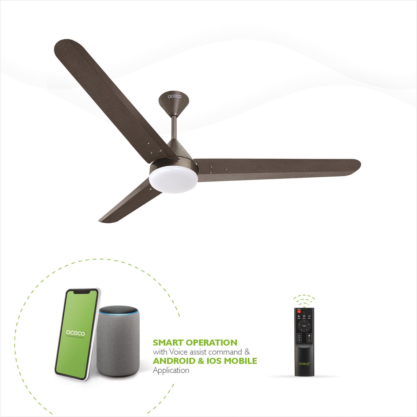Fansio Smart Ceiling Fan with Alexa LED Indicators, Mobile App, Smart Remote and 5-Star Rated that 65% Energy Savings 3-Year Warranty