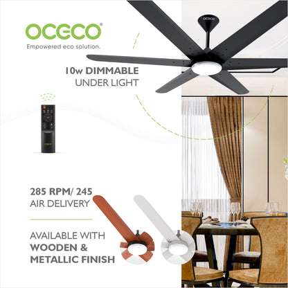 Helico BLDC Ceiling Fan with Remote & LED Light Silent Smart Designer Fan Brown Metallic Luxury Decorative Ceiling Fan for Home