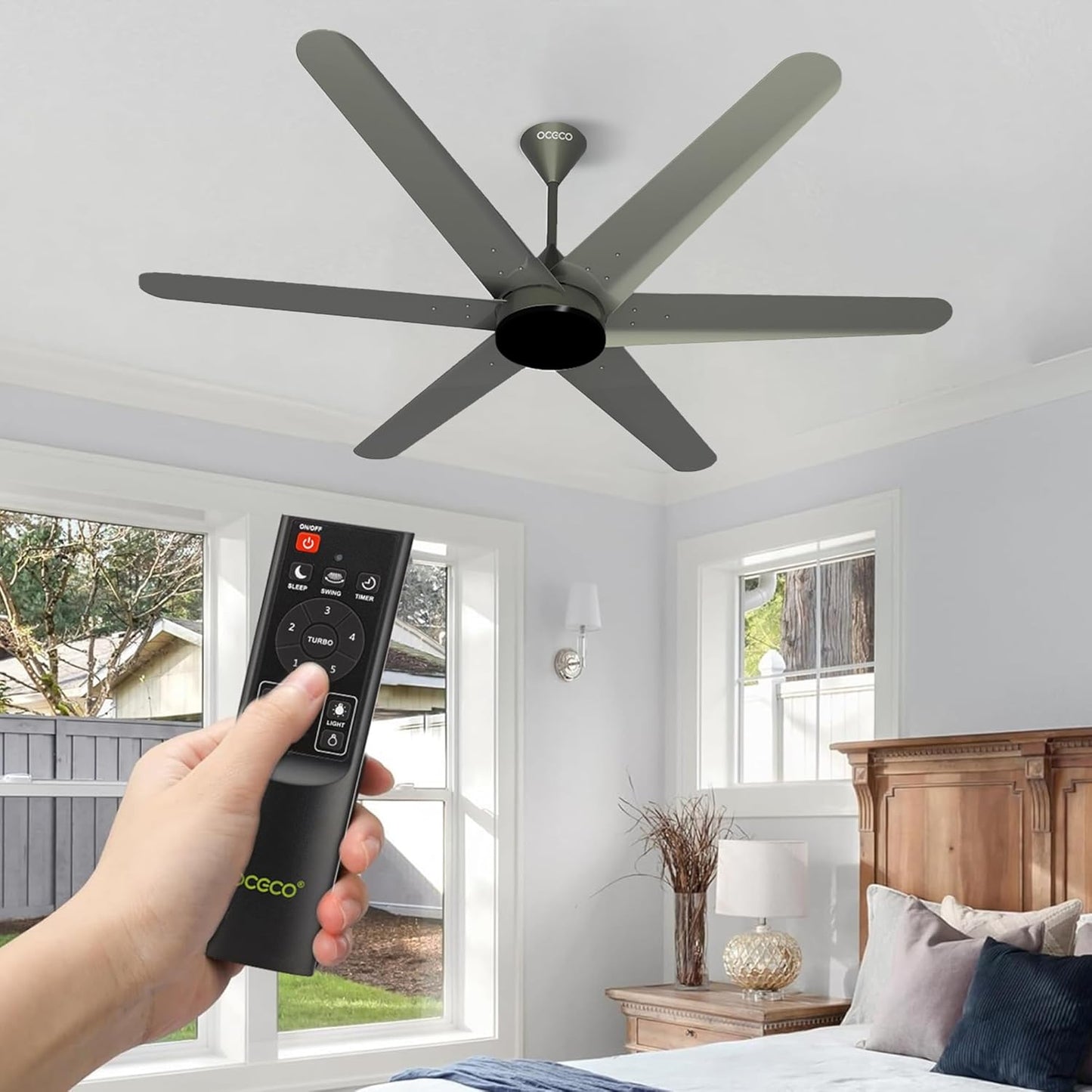 Hexo Ceiling Fan with Remote Operation 1200mm BLDC Motor 6 Blade Ceiling Fan for Living Room Saves Upto 65% Energy with 2 Year Warranty