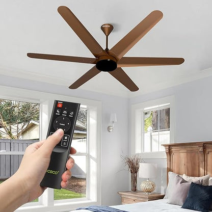 Hexo Ceiling Fan with Remote Operation 1200mm BLDC Motor 6 Blade Ceiling Fan for Living Room Saves Upto 65% Energy with 2 Year Warranty