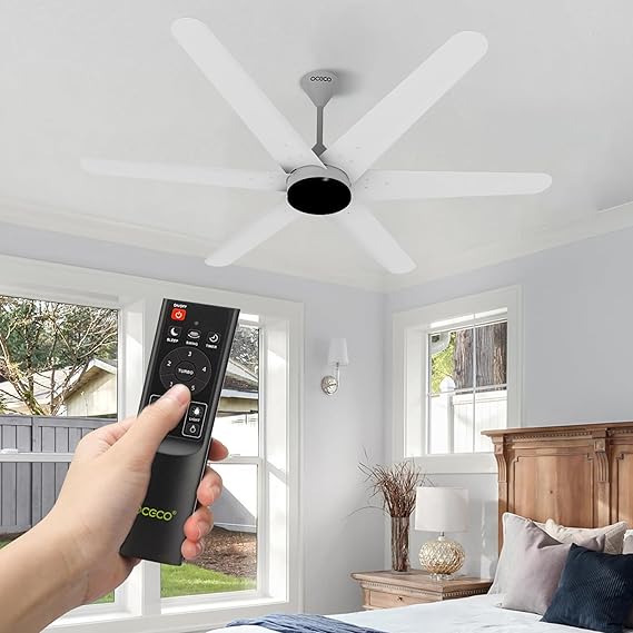 Hexo Ceiling Fan with Remote Operation 1200mm BLDC Motor 6 Blade Ceiling Fan for Living Room Saves Upto 65% Energy with 2 Year Warranty