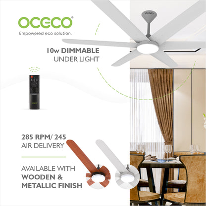 Helico BLDC Ceiling Fan with Remote & LED Light Silent Smart Designer Fan Brown Metallic Luxury Decorative Ceiling Fan for Home