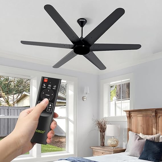 Hexo Ceiling Fan with Remote Operation 1200mm BLDC Motor 6 Blade Ceiling Fan for Living Room Saves Upto 65% Energy with 2 Year Warranty
