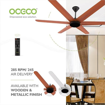 Hexo Ceiling Fan with Remote Operation 1200mm BLDC Motor 6 Blade Ceiling Fan for Living Room Saves Upto 65% Energy with 2 Year Warranty