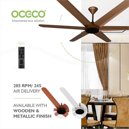 Hexo Ceiling Fan with Remote Operation 1200mm BLDC Motor 6 Blade Ceiling Fan for Living Room Saves Upto 65% Energy with 2 Year Warranty