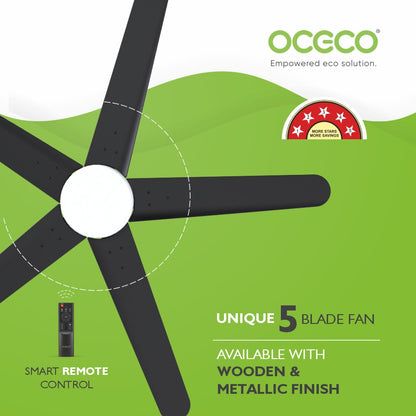 Xpressio Smart Control 5 Blade Ceiling Fan with 1225mm BLDC Motor 5-Star Rated Remote Operation and LED Indicators for Cooling Bliss Saves Upto 65% Energy Backed by Reliable 3-Year Warranty