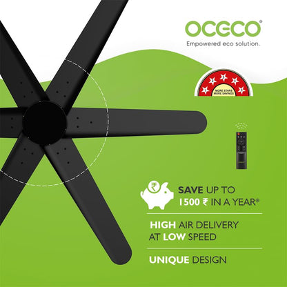 Hexo Ceiling Fan with Remote Operation 1200mm BLDC Motor 6 Blade Ceiling Fan for Living Room Saves Upto 65% Energy with 2 Year Warranty