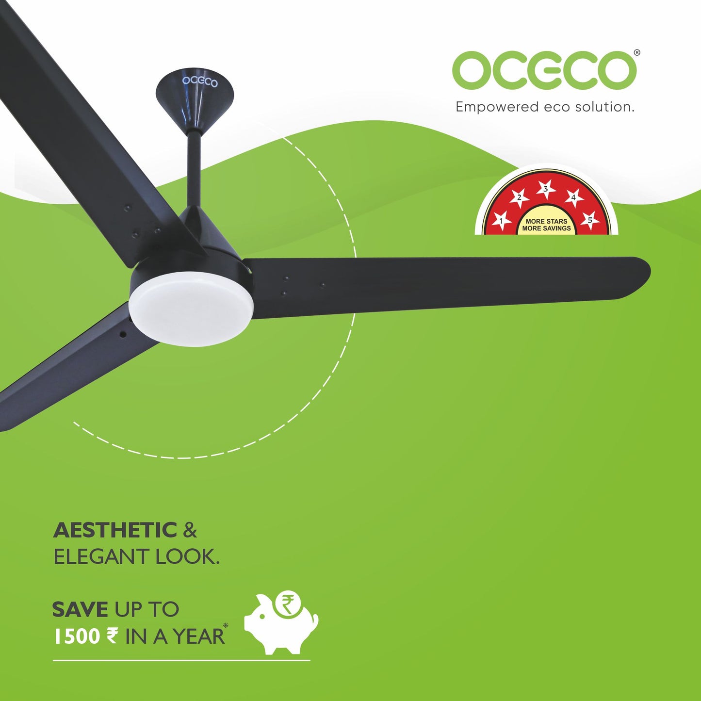 Fansio Light Remote Control BLDC Energy Saving Ceiling Fan and LED Indicators Smart Control 5-Star Rated Fan Saves Upto 65% Energy Backed by Reliable 3-Year Warranty