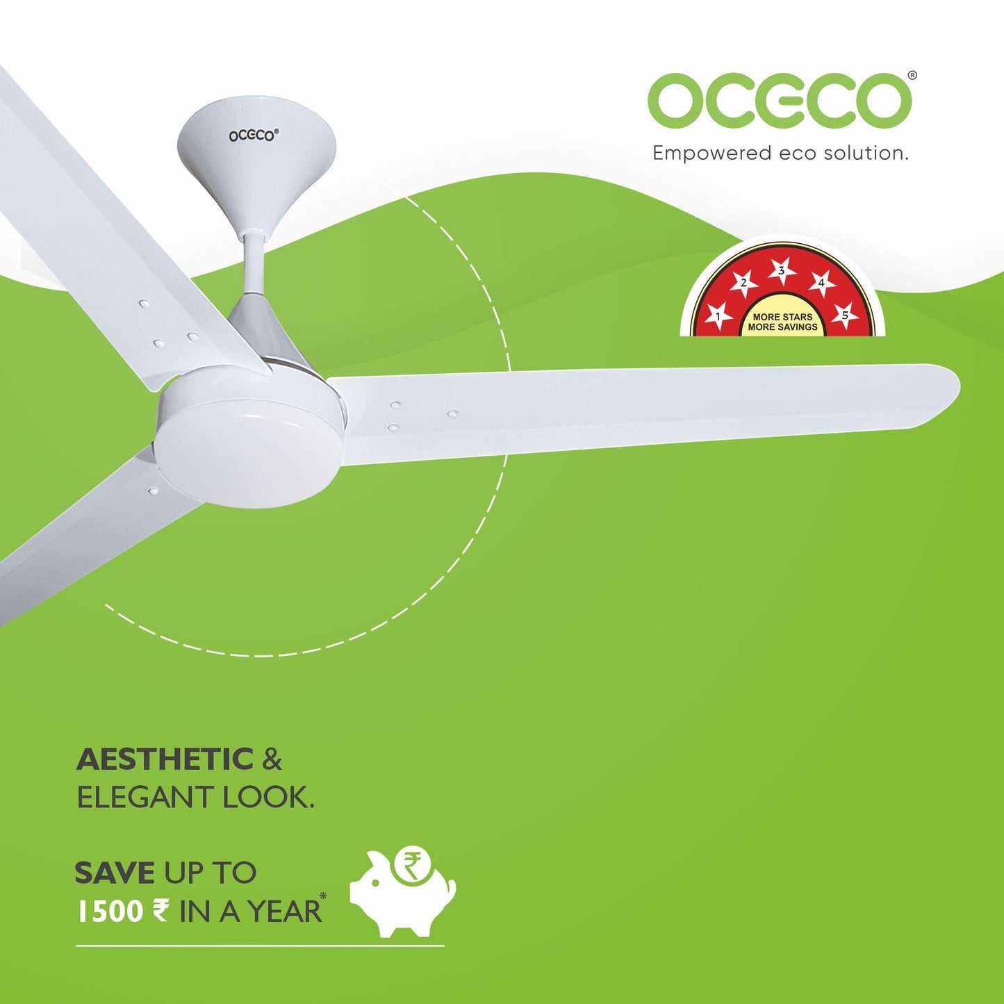 Fansio Light Remote Control BLDC Energy Saving Ceiling Fan and LED Indicators Smart Control 5-Star Rated Fan Saves Upto 65% Energy Backed by Reliable 3-Year Warranty
