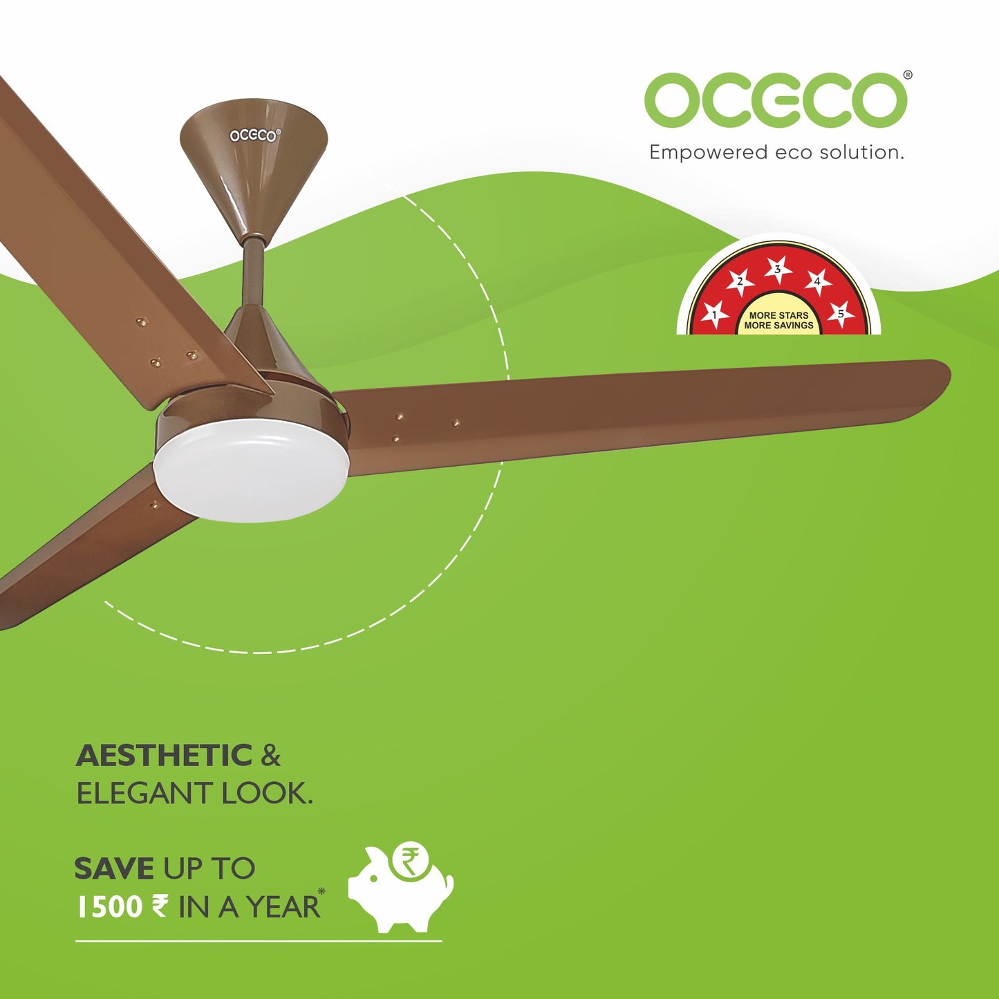 Fansio Light Remote Control BLDC Energy Saving Ceiling Fan and LED Indicators Smart Control 5-Star Rated Fan Saves Upto 65% Energy Backed by Reliable 3-Year Warranty