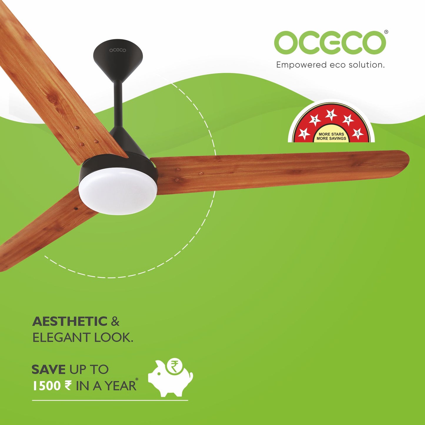 Fansio Light Remote Control BLDC Energy Saving Ceiling Fan and LED Indicators Smart Control 5-Star Rated Fan Saves Upto 65% Energy Backed by Reliable 3-Year Warranty