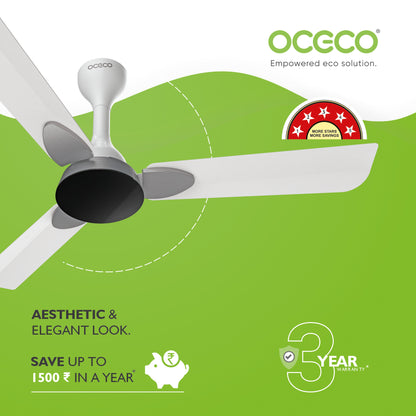 Classic 1200 mm BLDC Ceiling Fan – Slate Chrome Grey, BEE 5-Star, Remote-Controlled, High Airflow, Quiet BLDC Motor, Contemporary Indoor Fan