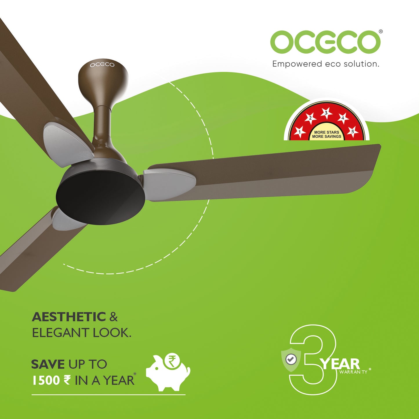 Classic 1200 mm BLDC Ceiling Fan – Slate Chrome Grey, BEE 5-Star, Remote-Controlled, High Airflow, Quiet BLDC Motor, Contemporary Indoor Fan