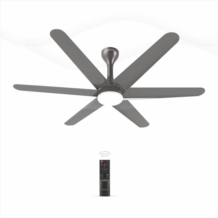 Helico BLDC Ceiling Fan with Remote & LED Light Silent Smart Designer Fan Brown Metallic Luxury Decorative Ceiling Fan for Home