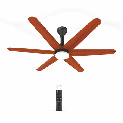 Helico BLDC Ceiling Fan with Remote & LED Light Silent Smart Designer Fan Brown Metallic Luxury Decorative Ceiling Fan for Home