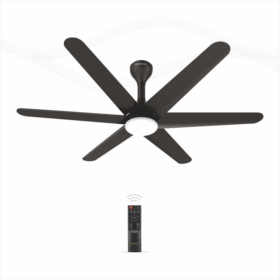 Helico BLDC Ceiling Fan with Remote & LED Light Silent Smart Designer Fan Brown Metallic Luxury Decorative Ceiling Fan for Home