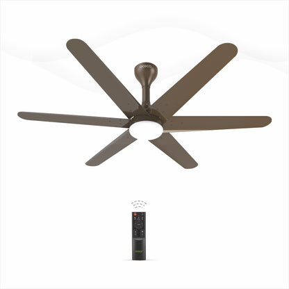 Helico BLDC Ceiling Fan with Remote & LED Light Silent Smart Designer Fan Brown Metallic Luxury Decorative Ceiling Fan for Home