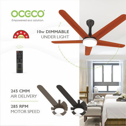 Xpressio Smart Control 5 Blade Ceiling Fan with 1225mm BLDC Motor 5-Star Rated Remote Operation and LED Indicators for Cooling Bliss Saves Upto 65% Energy Backed by Reliable 3-Year Warranty