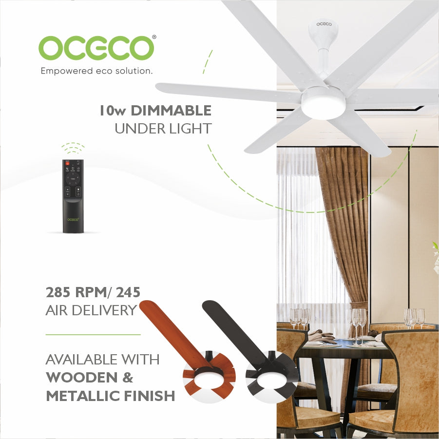 Helico BLDC Ceiling Fan with Remote & LED Light Silent Smart Designer Fan Brown Metallic Luxury Decorative Ceiling Fan for Home