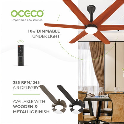 Helico BLDC Ceiling Fan with Remote & LED Light Silent Smart Designer Fan Brown Metallic Luxury Decorative Ceiling Fan for Home