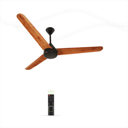 Fansio BLDC Remote Control Ceiling Fan with 3 Blades Modern Ceiling Fan in White & Black Color 5 Star Rated Energy Saving Fan
