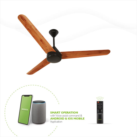 Fansio Smart 1200MM Ceiling Fan Compatible With Alexa & Remote Control 5-Star Rated Energy Saving Ceiling Fan Backed by Reliable 3-Year Warranty