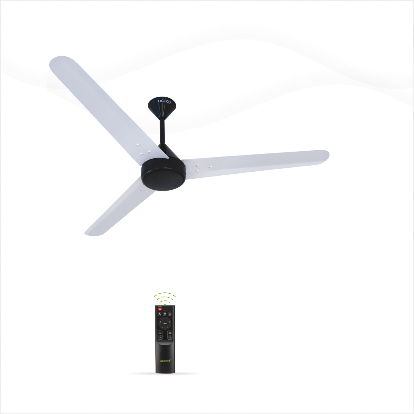 Fansio BLDC Remote Control Ceiling Fan with 3 Blades Modern Ceiling Fan in White & Black Color 5 Star Rated Energy Saving Fan