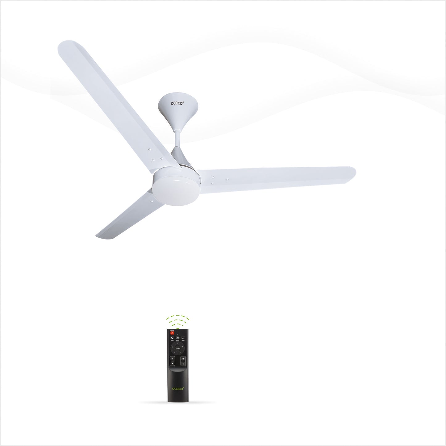 Fansio BLDC Remote Control Ceiling Fan with 3 Blades Modern Ceiling Fan in White & Black Color 5 Star Rated Energy Saving Fan