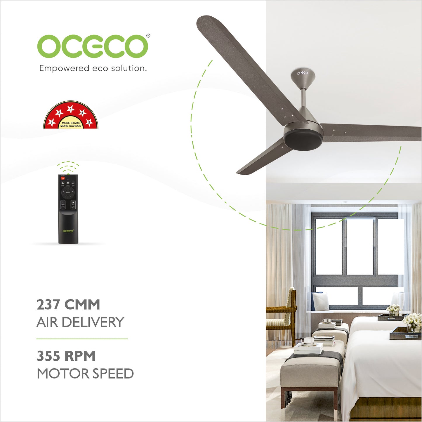Fansio Smart 1200MM Ceiling Fan Compatible With Alexa & Remote Control 5-Star Rated Energy Saving Ceiling Fan Backed by Reliable 3-Year Warranty