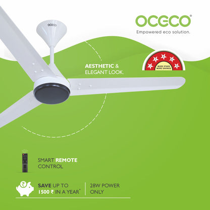 Fansio Smart 1200MM Ceiling Fan Compatible With Alexa & Remote Control 5-Star Rated Energy Saving Ceiling Fan Backed by Reliable 3-Year Warranty