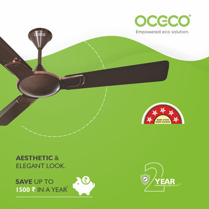 Smart A1 Ceiling Fan, the ultimate blend of aesthetic design, With a brisk 350 RPM motor and an impressive 230 CMM Air Delivery, future of cooling—reliable, energy-efficient, beautiful, and protected by a robust 2-Year Warranty.