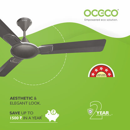 Smart A1 Ceiling Fan, the ultimate blend of aesthetic design, With a brisk 350 RPM motor and an impressive 230 CMM Air Delivery, future of cooling—reliable, energy-efficient, beautiful, and protected by a robust 2-Year Warranty.
