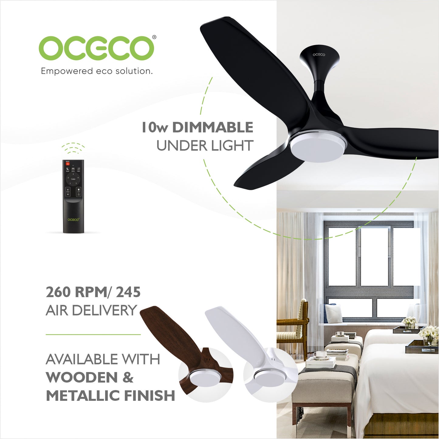 Invansio Smart Control 1200mm BLDC Energy Saving Ceiling Fan with Remote Operation and LED Indicators Smart Control 5-Star Rated Fan Saves Upto 65% Energy Backed by Reliable 3-Year Warranty