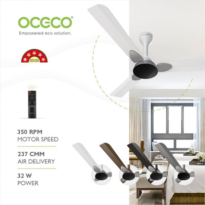 Classic 1200 mm BLDC Ceiling Fan – Slate Chrome Grey, BEE 5-Star, Remote-Controlled, High Airflow, Quiet BLDC Motor, Contemporary Indoor Fan